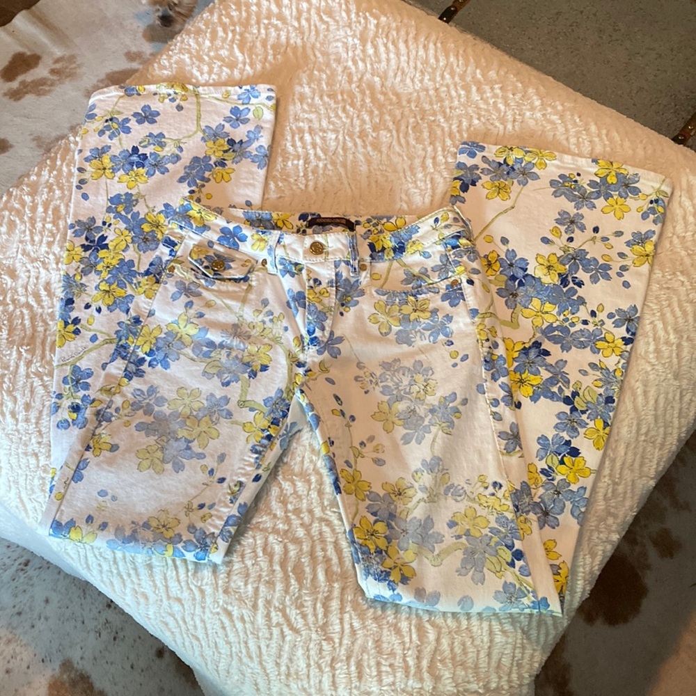 roberto cavalli floral bell bottoms